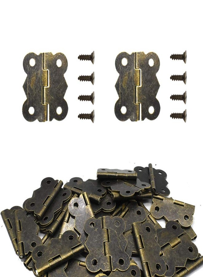 ريناشد مجموعة من 50 قطعة من مفصلات الفراشة، مفصلات أدراج الخزائن، موصلات، أثاث مصغر، صندوق خشبي، صندوق مجوهرات، خزانة، ملحقات يمكنك صنعها بنفسك (معدن، غير مطلي، تركيب سطحي، 50 قطعة) - Image 1